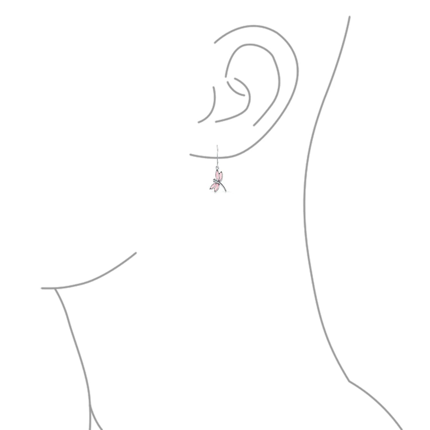Dainty Butterfly Dragonfly Firefly Gemstone Inlaid Dangle Earrings Sterling Silver