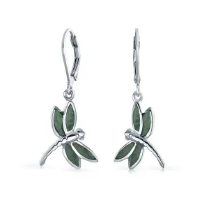 Dainty Butterfly Dragonfly Firefly Gemstone Inlaid Dangle Earrings Sterling Silver