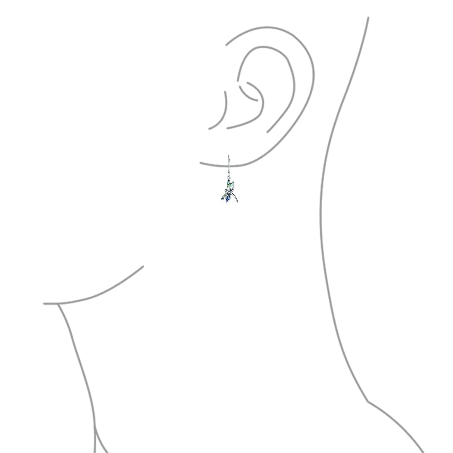 Dainty Butterfly Dragonfly Firefly Gemstone Inlaid Dangle Earrings Sterling Silver