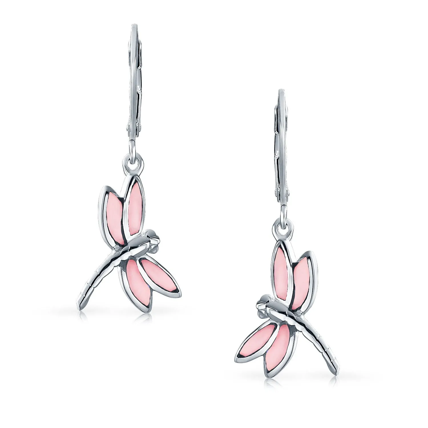 Dainty Butterfly Dragonfly Firefly Gemstone Inlaid Dangle Earrings Sterling Silver