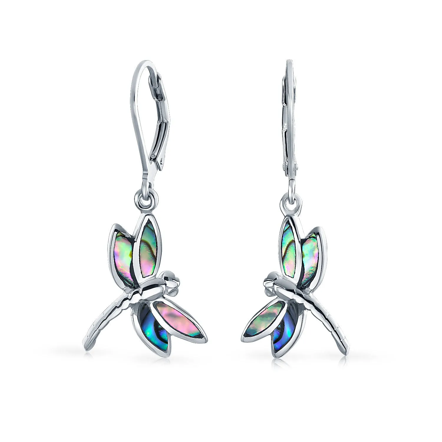 Dainty Butterfly Dragonfly Firefly Gemstone Inlaid Dangle Earrings Sterling Silver