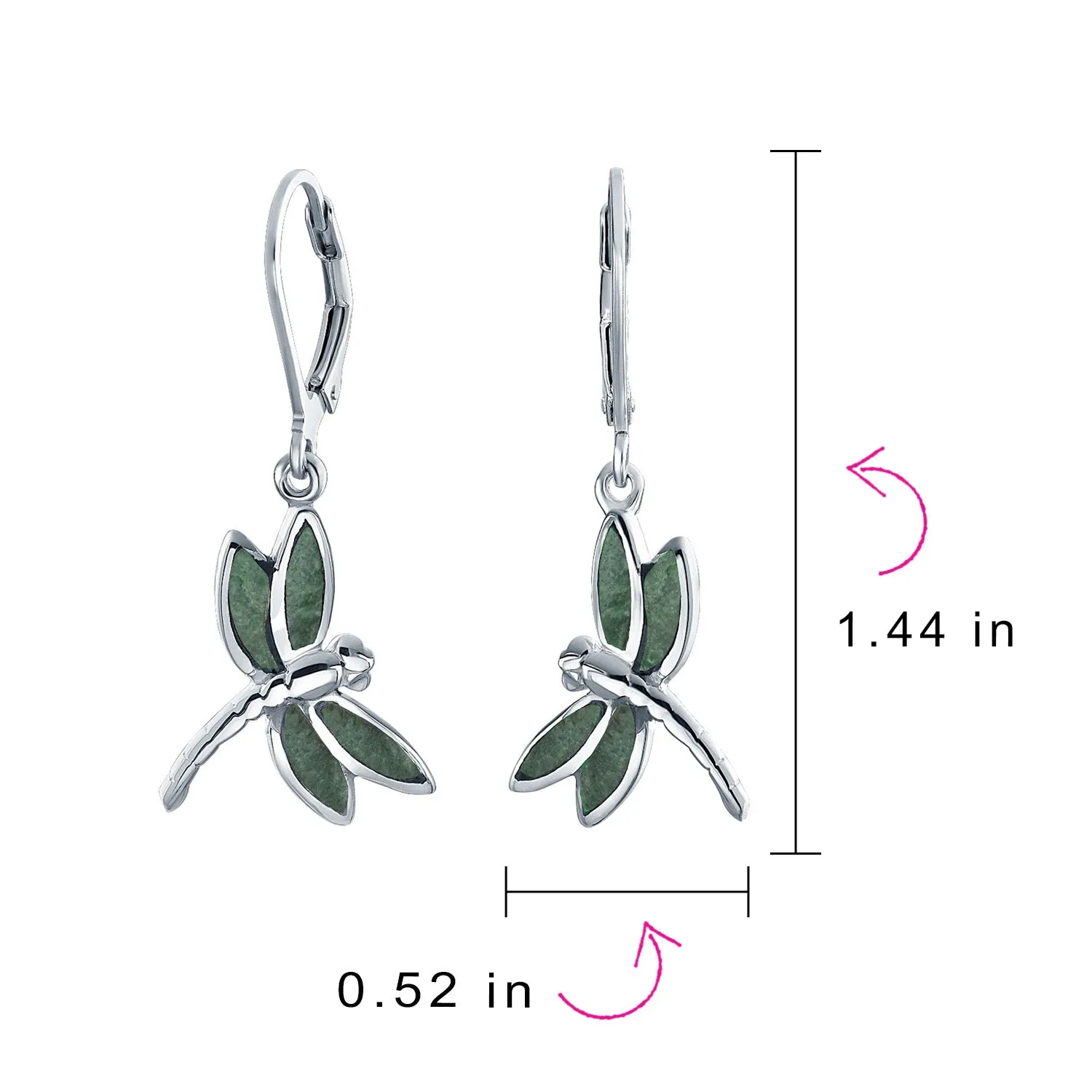 Dainty Butterfly Dragonfly Firefly Gemstone Inlaid Dangle Earrings Sterling Silver