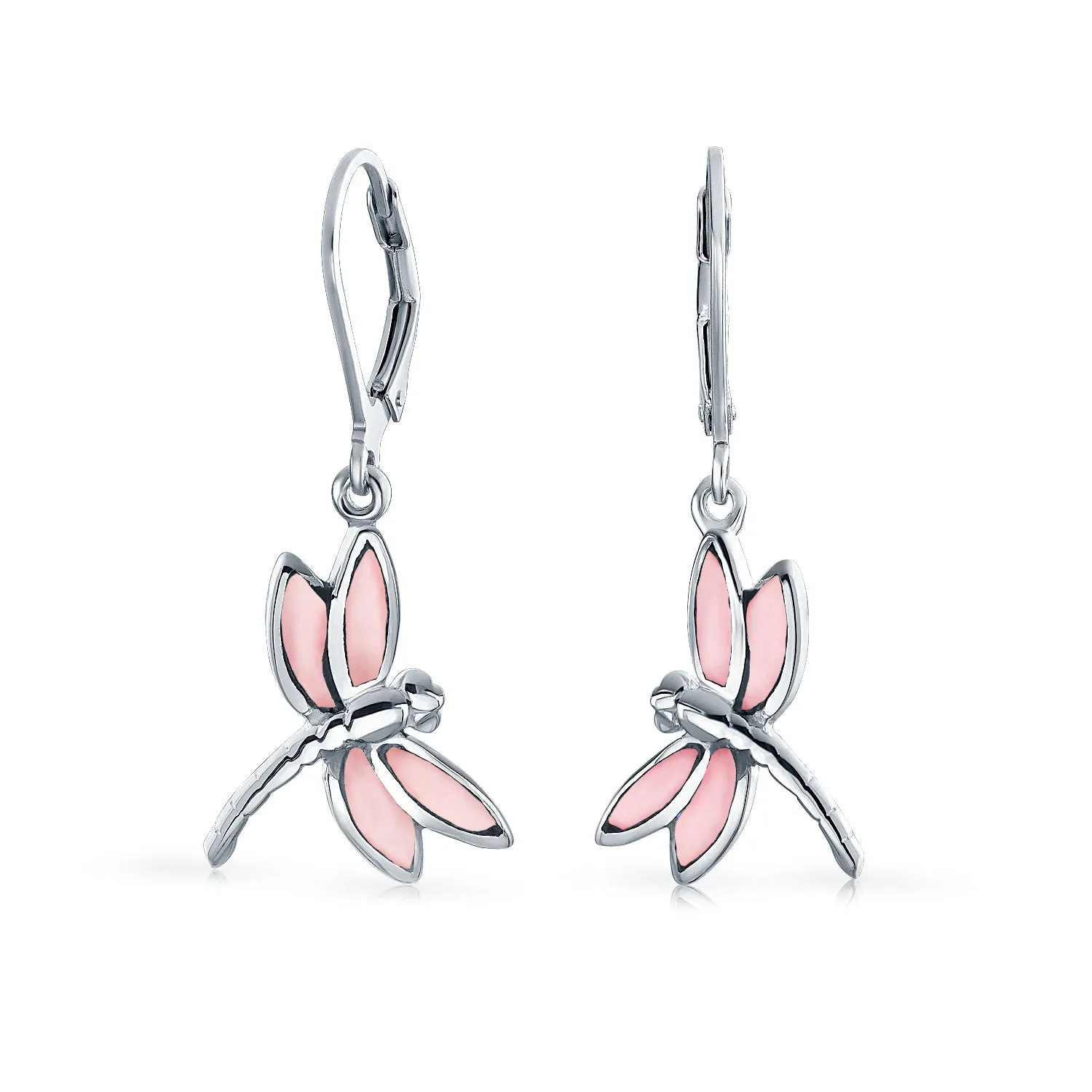 Dainty Butterfly Dragonfly Firefly Gemstone Inlaid Dangle Earrings Sterling Silver
