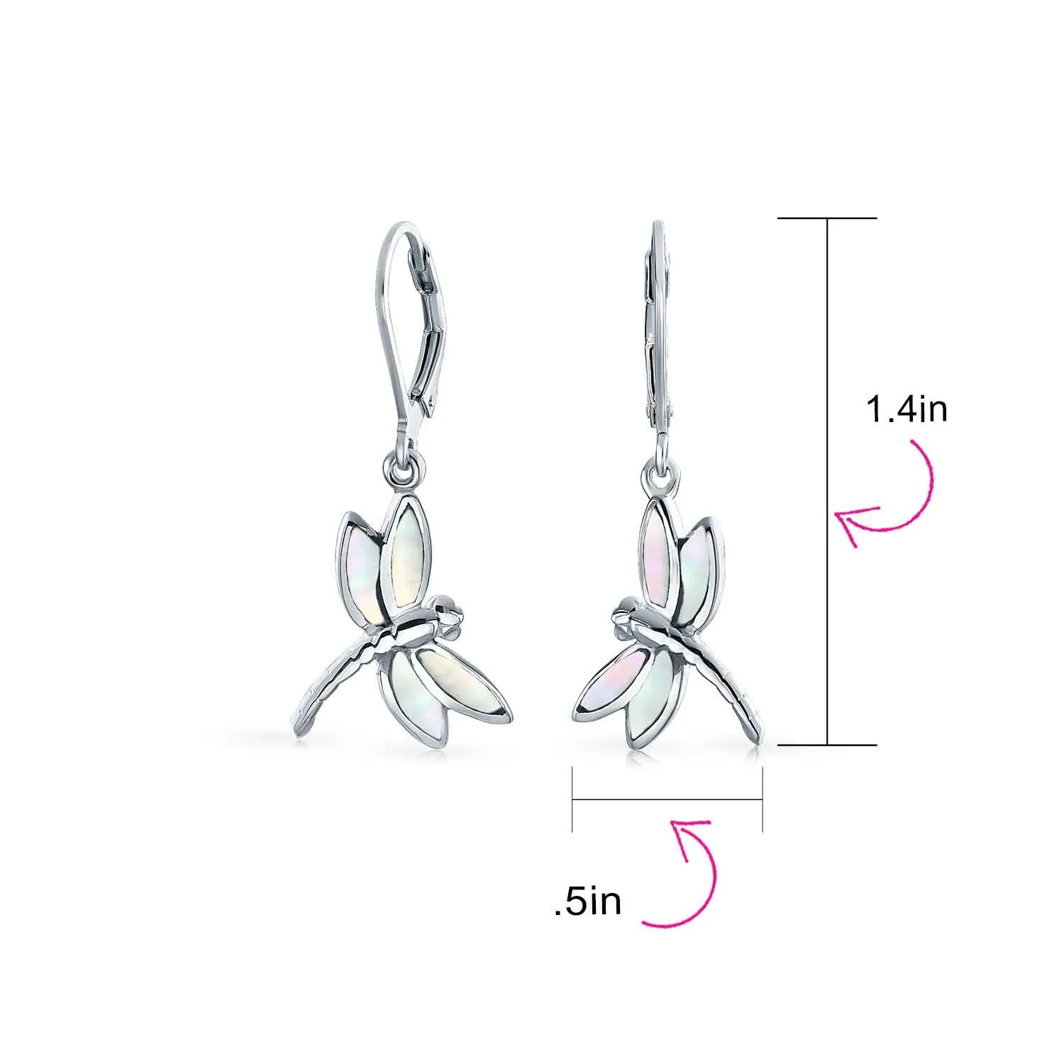Dainty Butterfly Dragonfly Firefly Gemstone Inlaid Dangle Earrings Sterling Silver