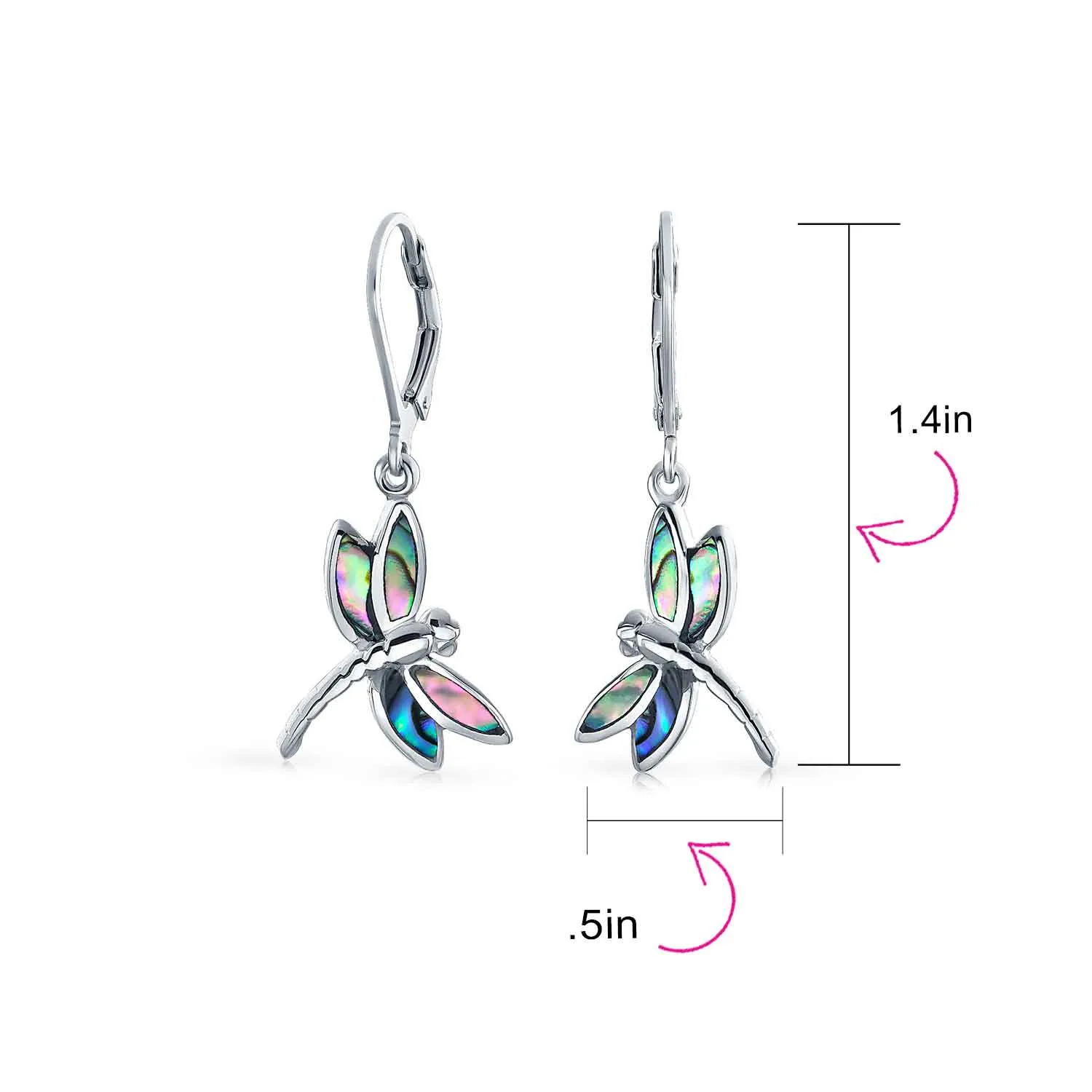 Dainty Butterfly Dragonfly Firefly Gemstone Inlaid Dangle Earrings Sterling Silver