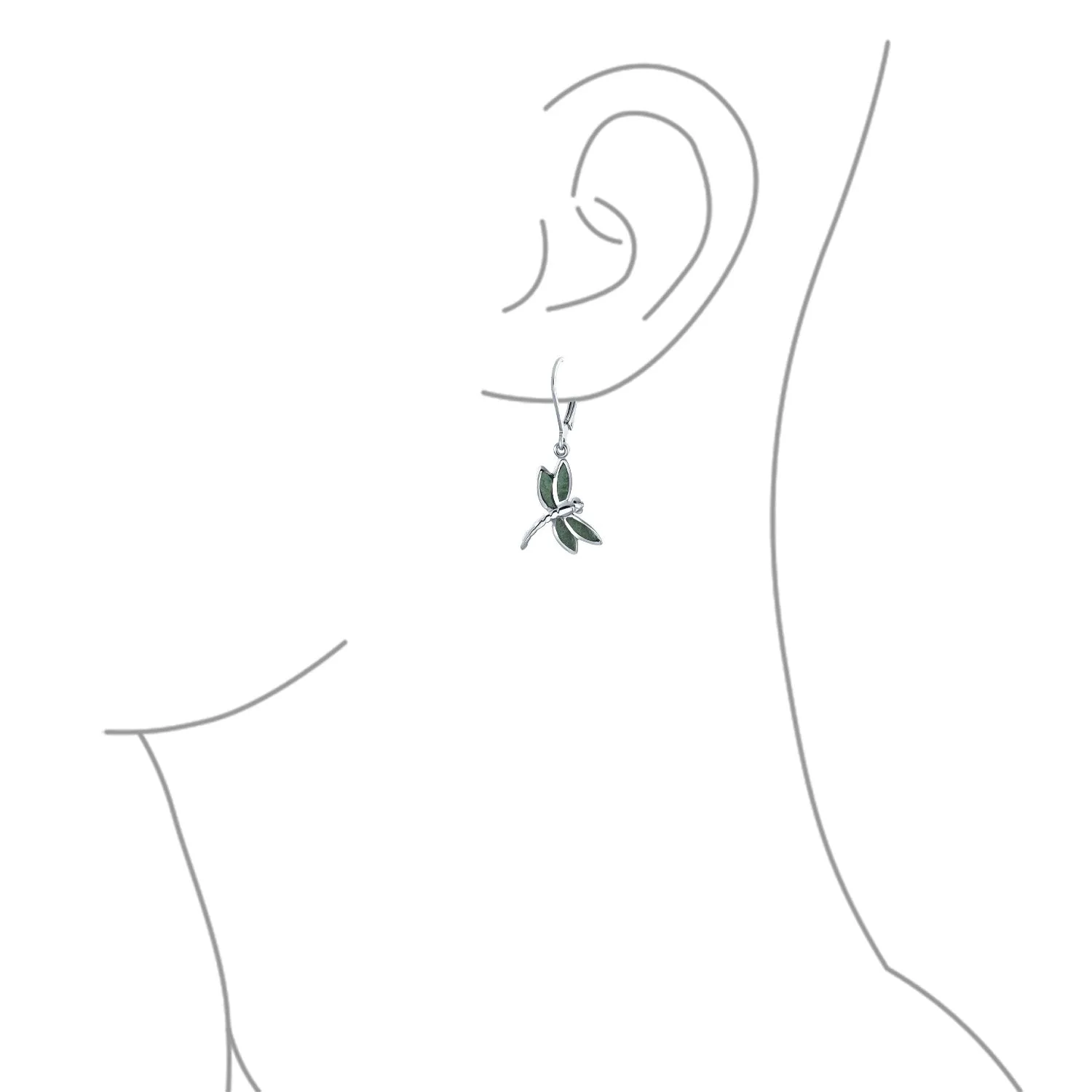 Dainty Butterfly Dragonfly Firefly Gemstone Inlaid Dangle Earrings Sterling Silver
