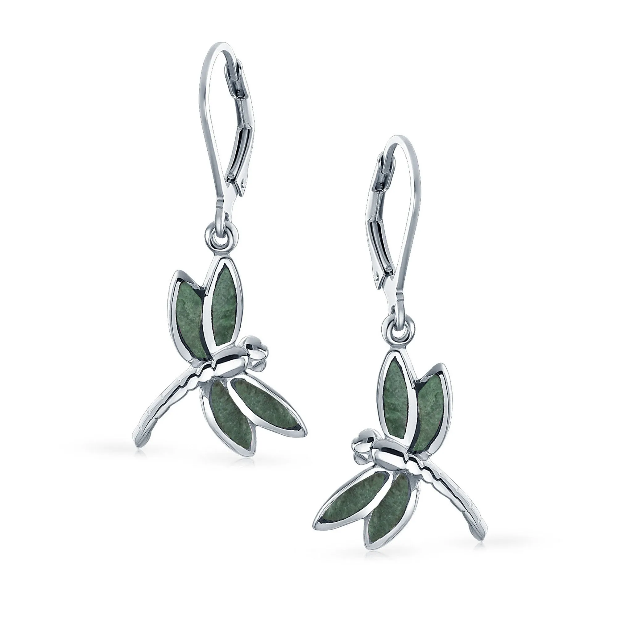 Dainty Butterfly Dragonfly Firefly Gemstone Inlaid Dangle Earrings Sterling Silver
