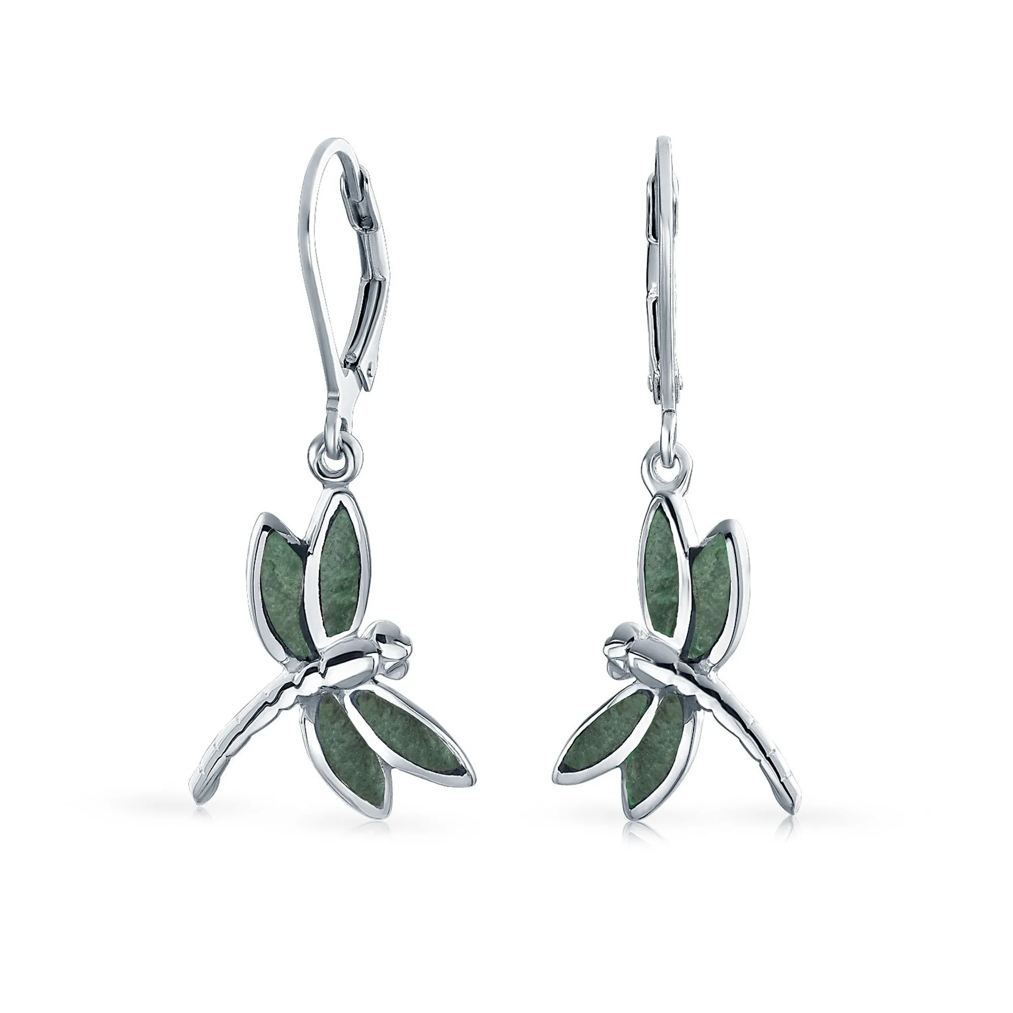 Dainty Butterfly Dragonfly Firefly Gemstone Inlaid Dangle Earrings Sterling Silver