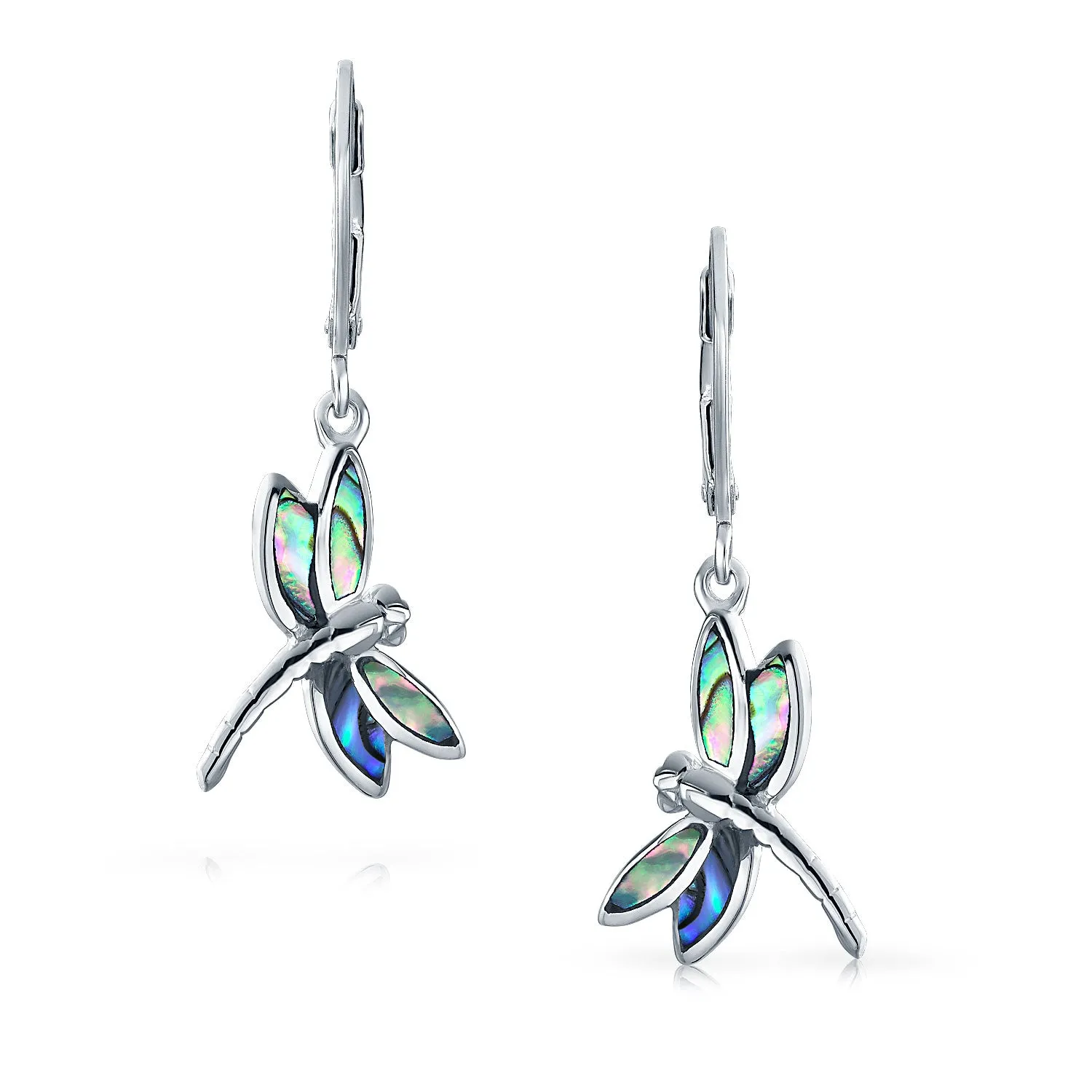 Dainty Butterfly Dragonfly Firefly Gemstone Inlaid Dangle Earrings Sterling Silver