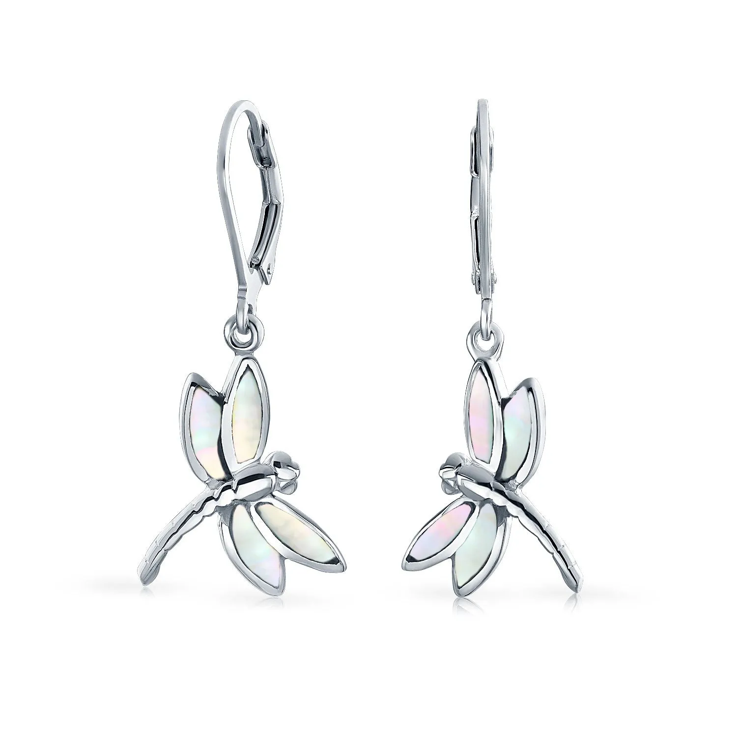 Dainty Butterfly Dragonfly Firefly Gemstone Inlaid Dangle Earrings Sterling Silver
