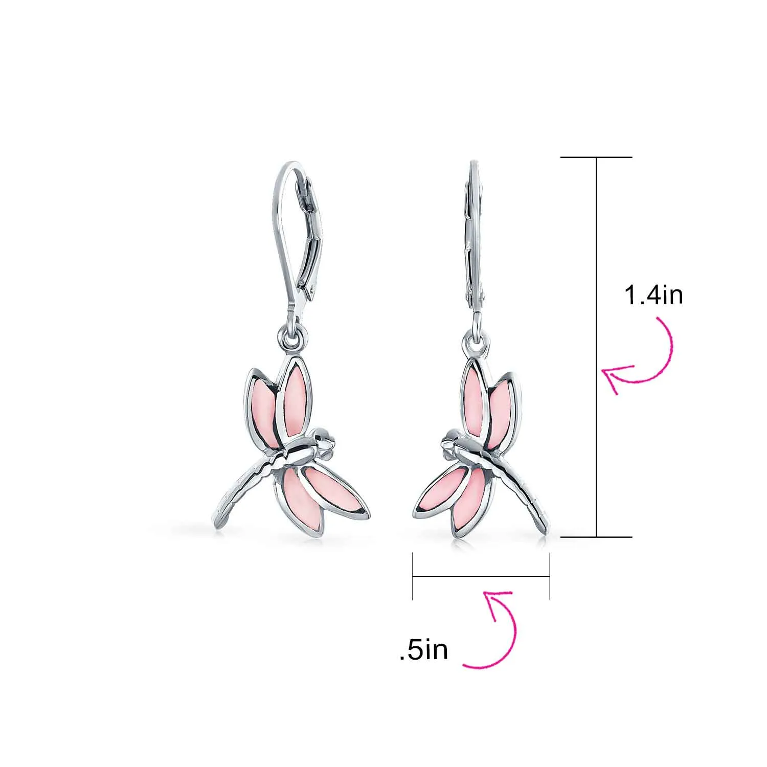 Dainty Butterfly Dragonfly Firefly Gemstone Inlaid Dangle Earrings Sterling Silver