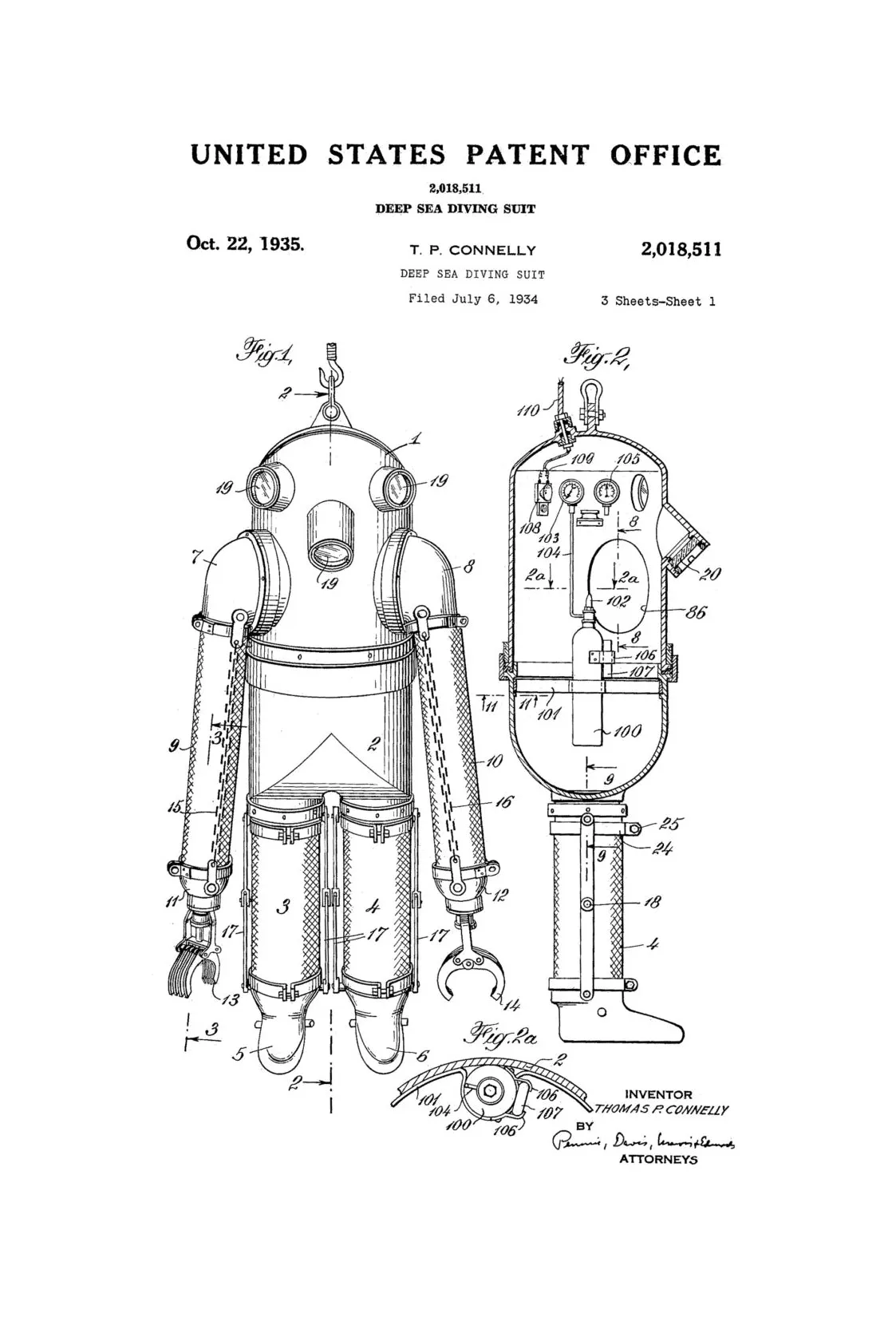 Deep Sea Diving Suit Patent - Patent Print, Wall Decor, Diver Gift, Scuba Gift, Scuba Diver, Deep Sea Diver, Nautical Decor