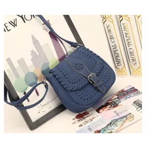 Designer Crossbody Faux Leather Messenger Handbag with Creative Artwork and Front Buckle Flap closure