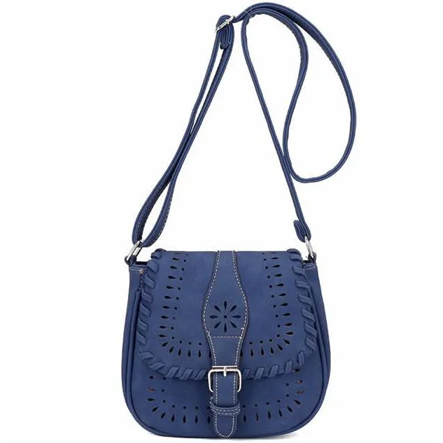 Designer Crossbody Faux Leather Messenger Handbag with Creative Artwork and Front Buckle Flap closure