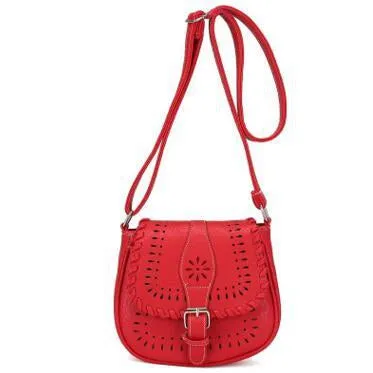 Designer Crossbody Faux Leather Messenger Handbag with Creative Artwork and Front Buckle Flap closure