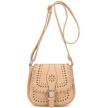 Designer Crossbody Faux Leather Messenger Handbag with Creative Artwork and Front Buckle Flap closure
