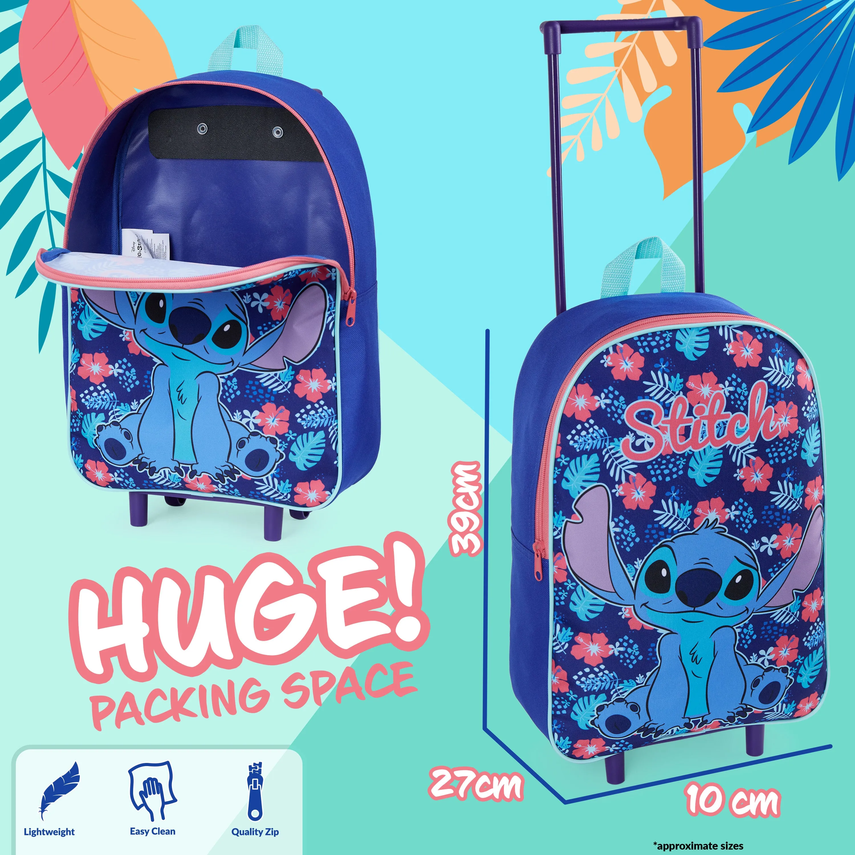 Disney Stitch Suitcase - Foldable Trolley Bag