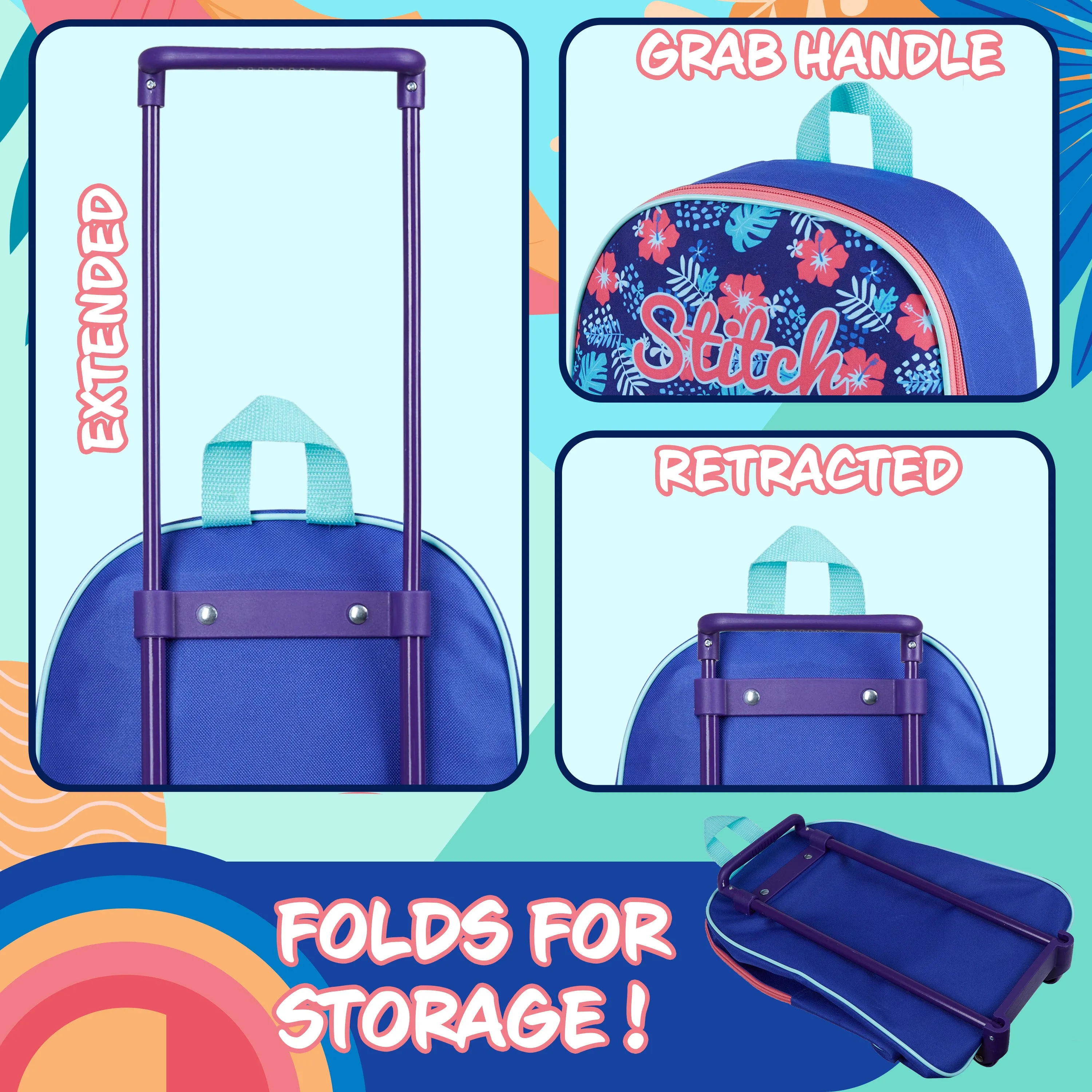 Disney Stitch Suitcase - Foldable Trolley Bag