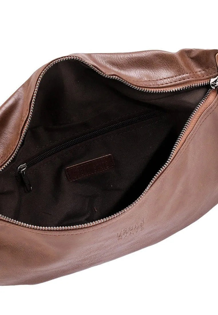 Distressed Leather Medium Bumbag - Camel