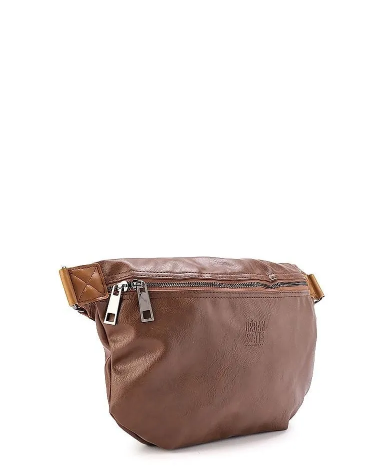 Distressed Leather Medium Bumbag - Camel