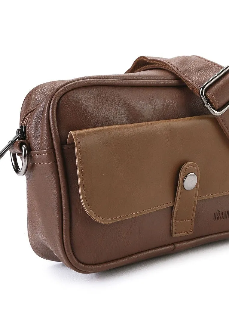 Distressed Leather Nomad Crossbody Bag - Camel