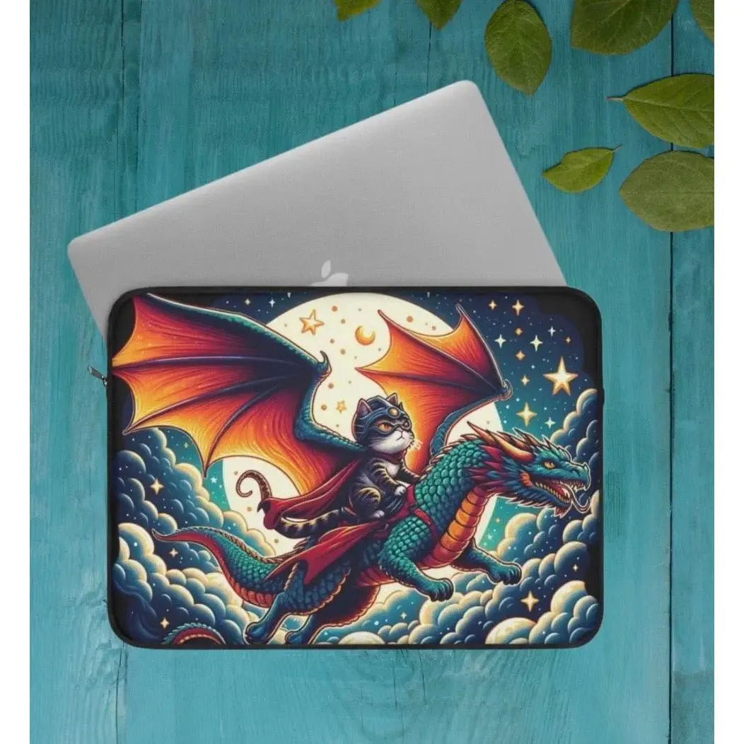 Dragon Rider Cat Adventurer - Laptop Sleeve - Travel Accessory