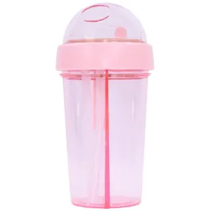 Dual Sippers Transparent Bottle, Pink - 500 ml
