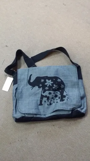 Elephant Family Print Messenger Bag