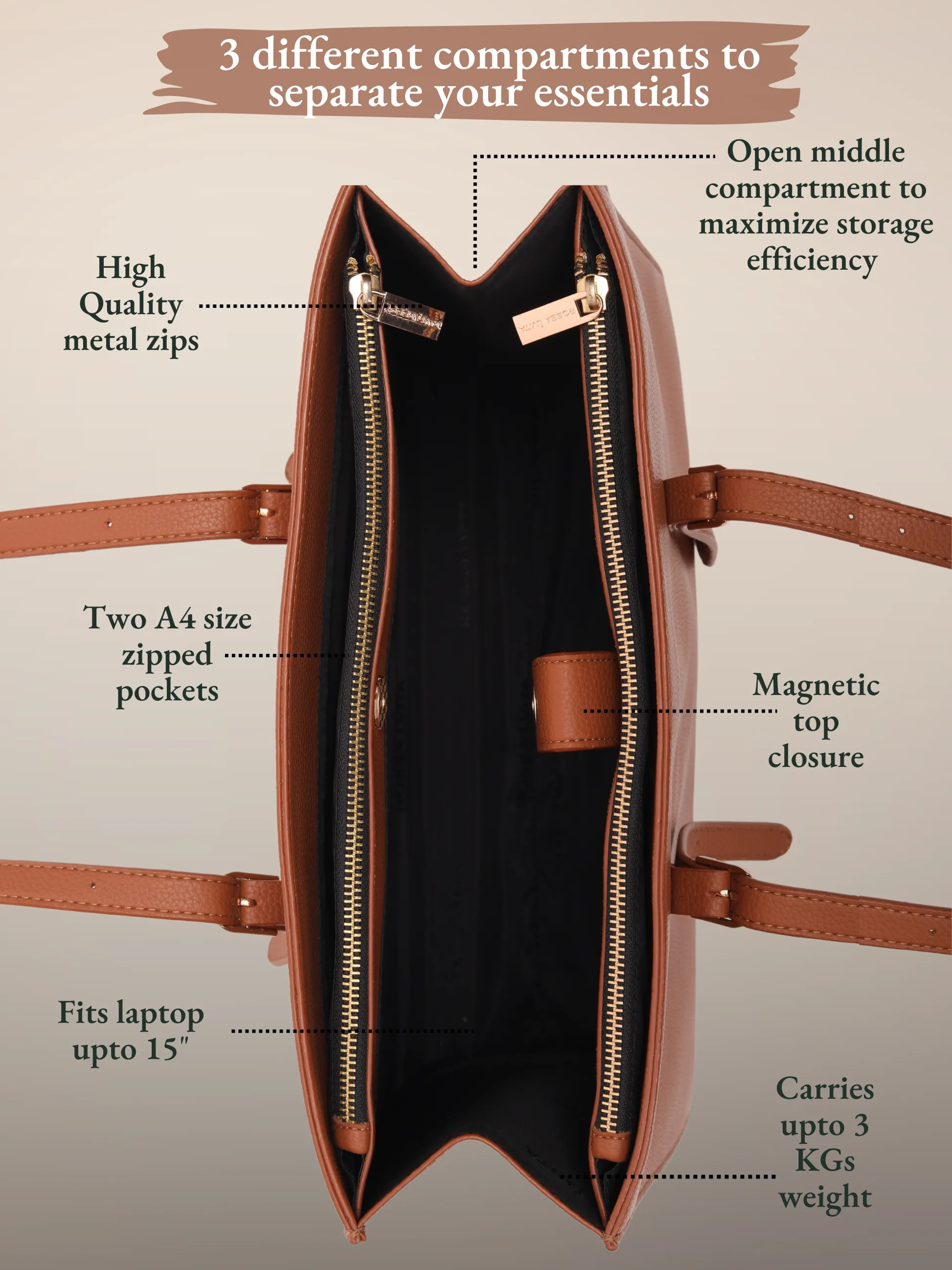 Eowyn Laptop Bag Tawny Brown