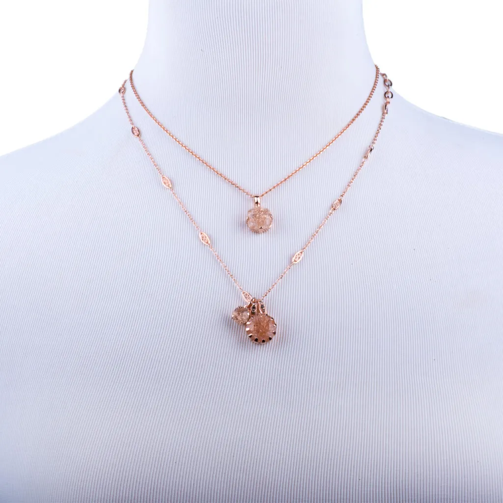 Extra Luxurious Double Stone Pendant in "Desert Rose" *Custom*
