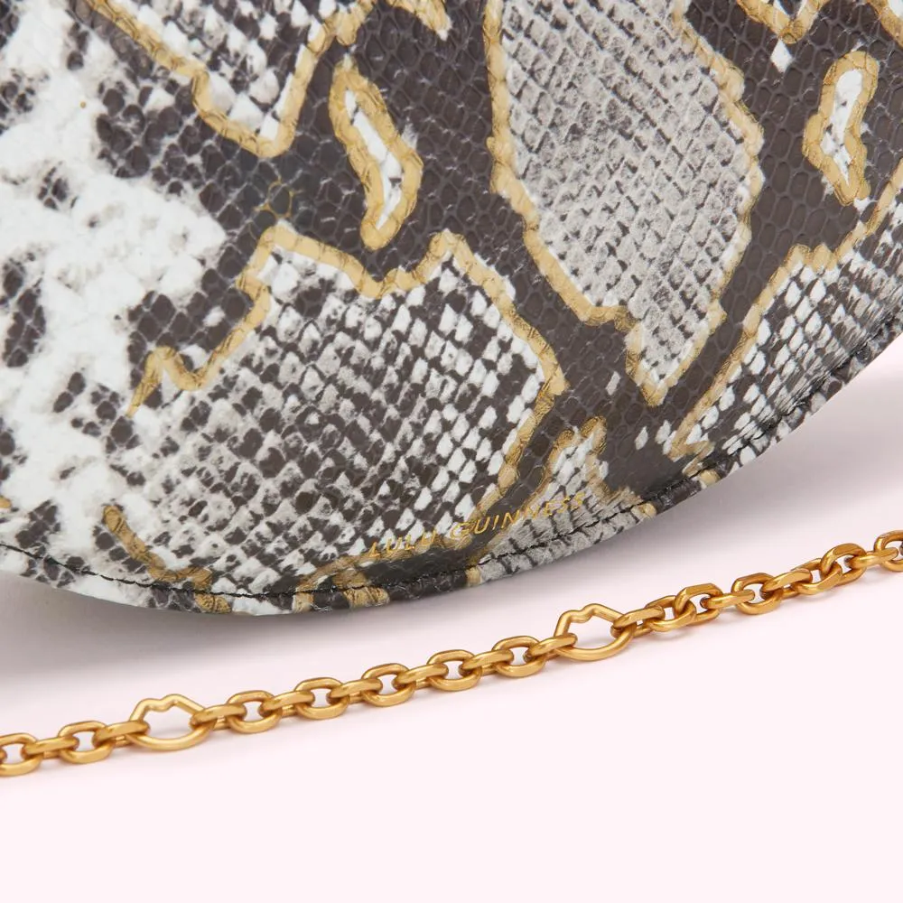 FAUX SNAKE PRINT LIPS CLUTCH BAG