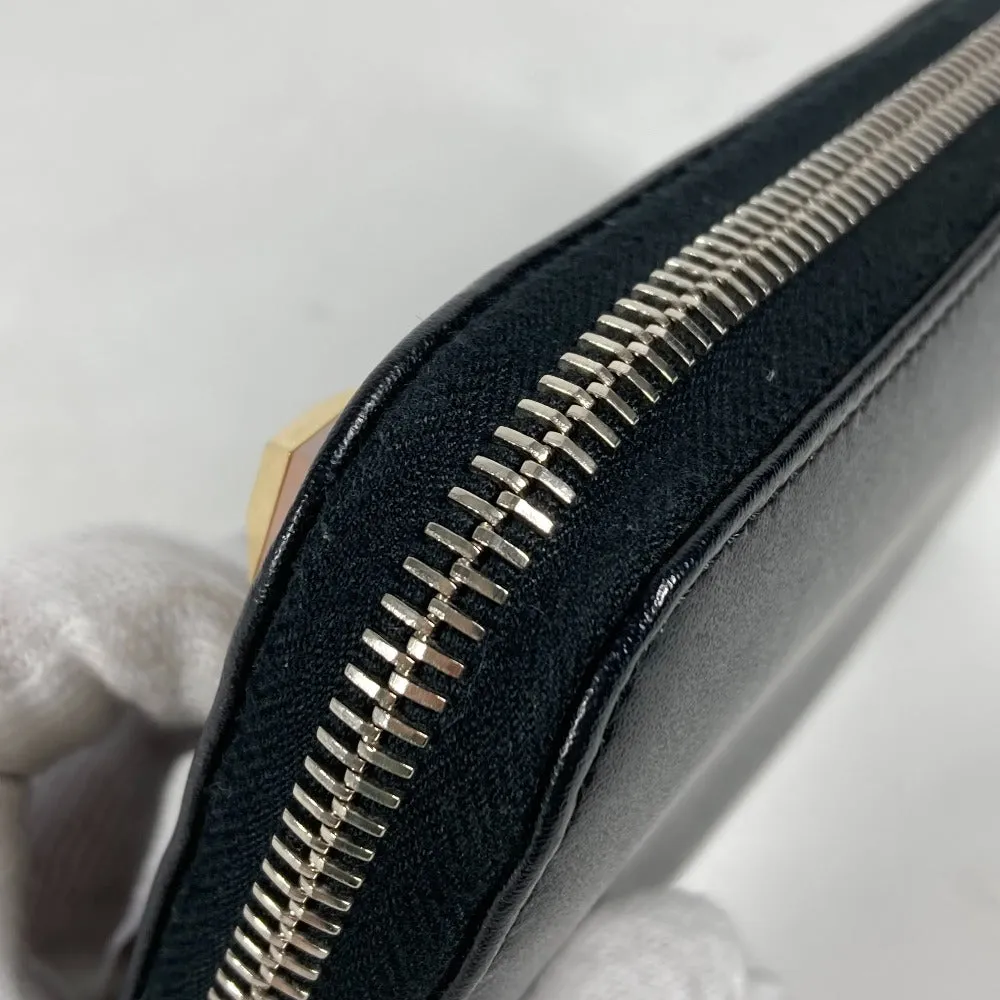 FENDI Long Wallet Purse leather black Long wallet Multi-stud logo Women Used