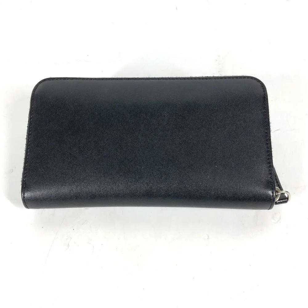 FENDI Long Wallet Purse leather black Long wallet Multi-stud logo Women Used
