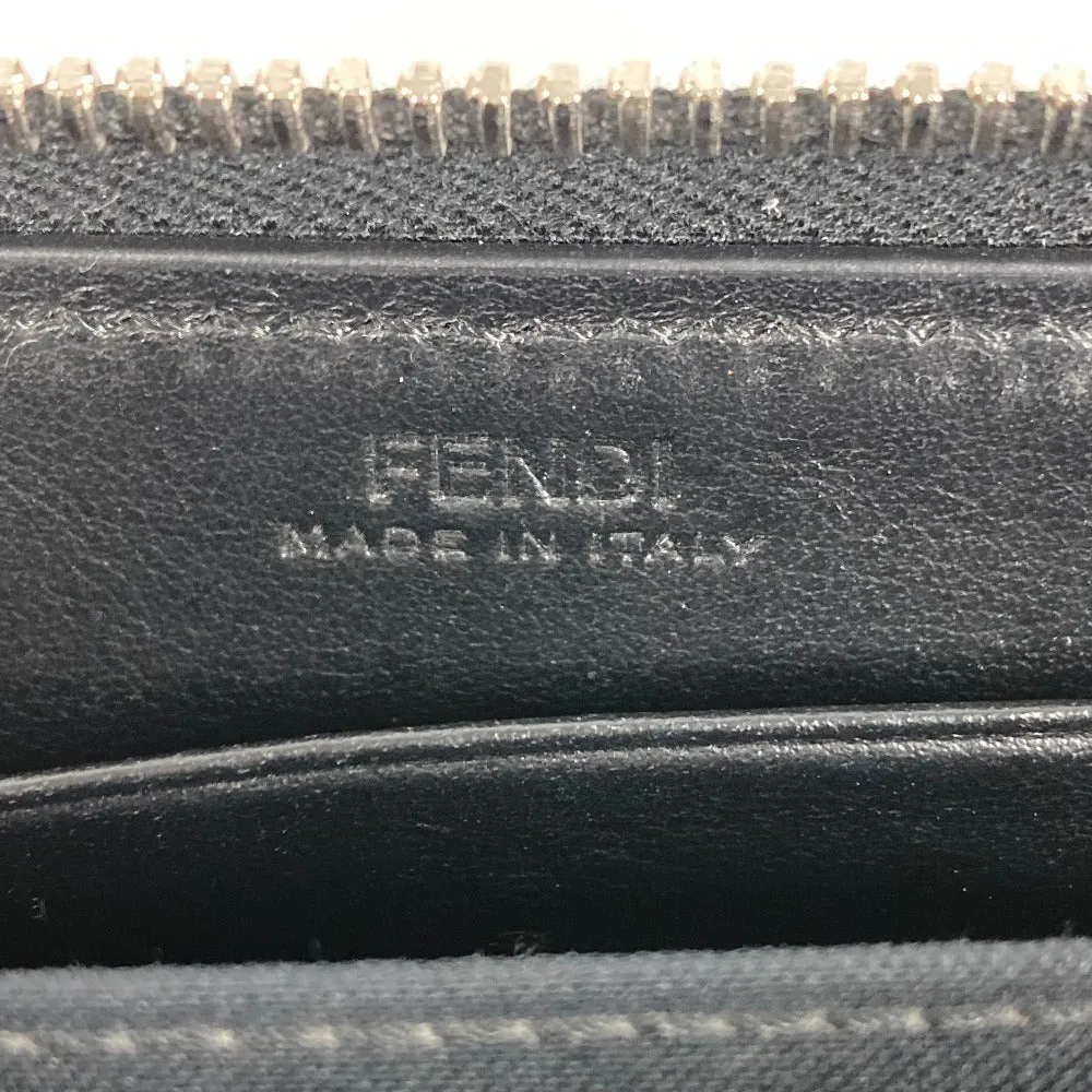 FENDI Long Wallet Purse leather black Long wallet Multi-stud logo Women Used