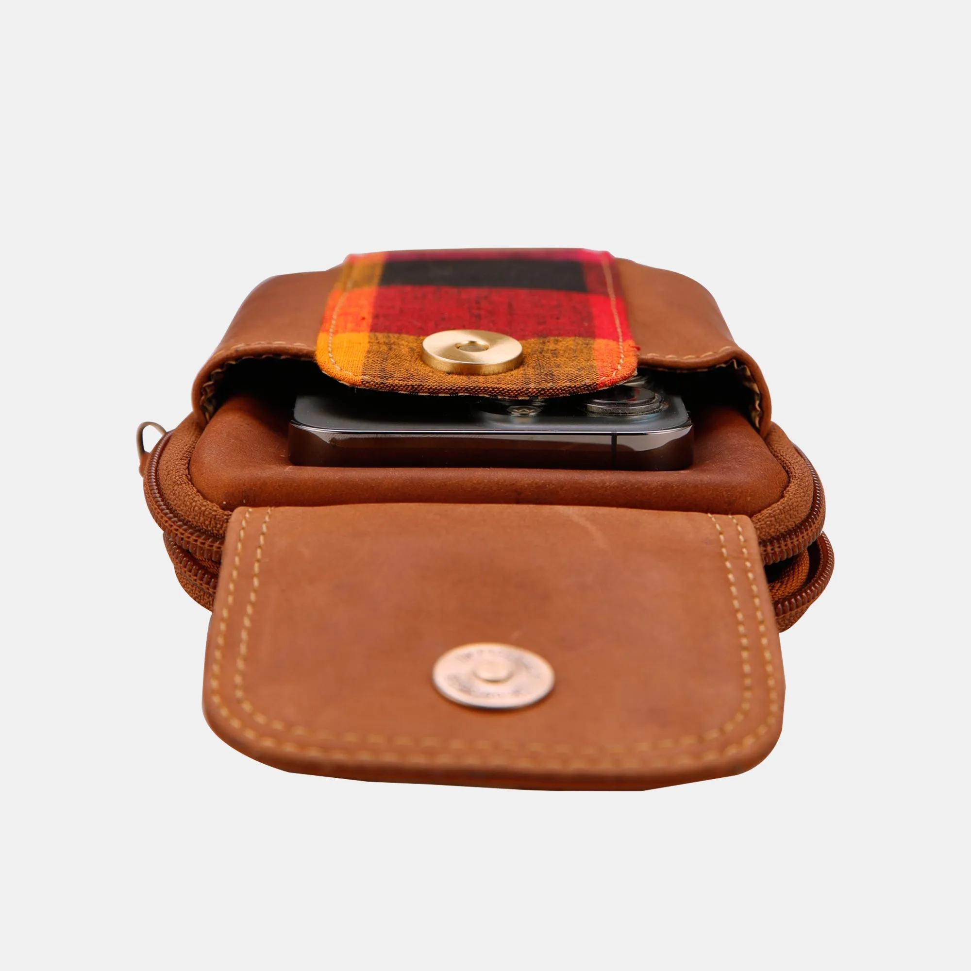 FINELAER Leather Dual Phone Case Printed Cloth Belt Loop Slim Profile Dual Functionality Professionals Travelers