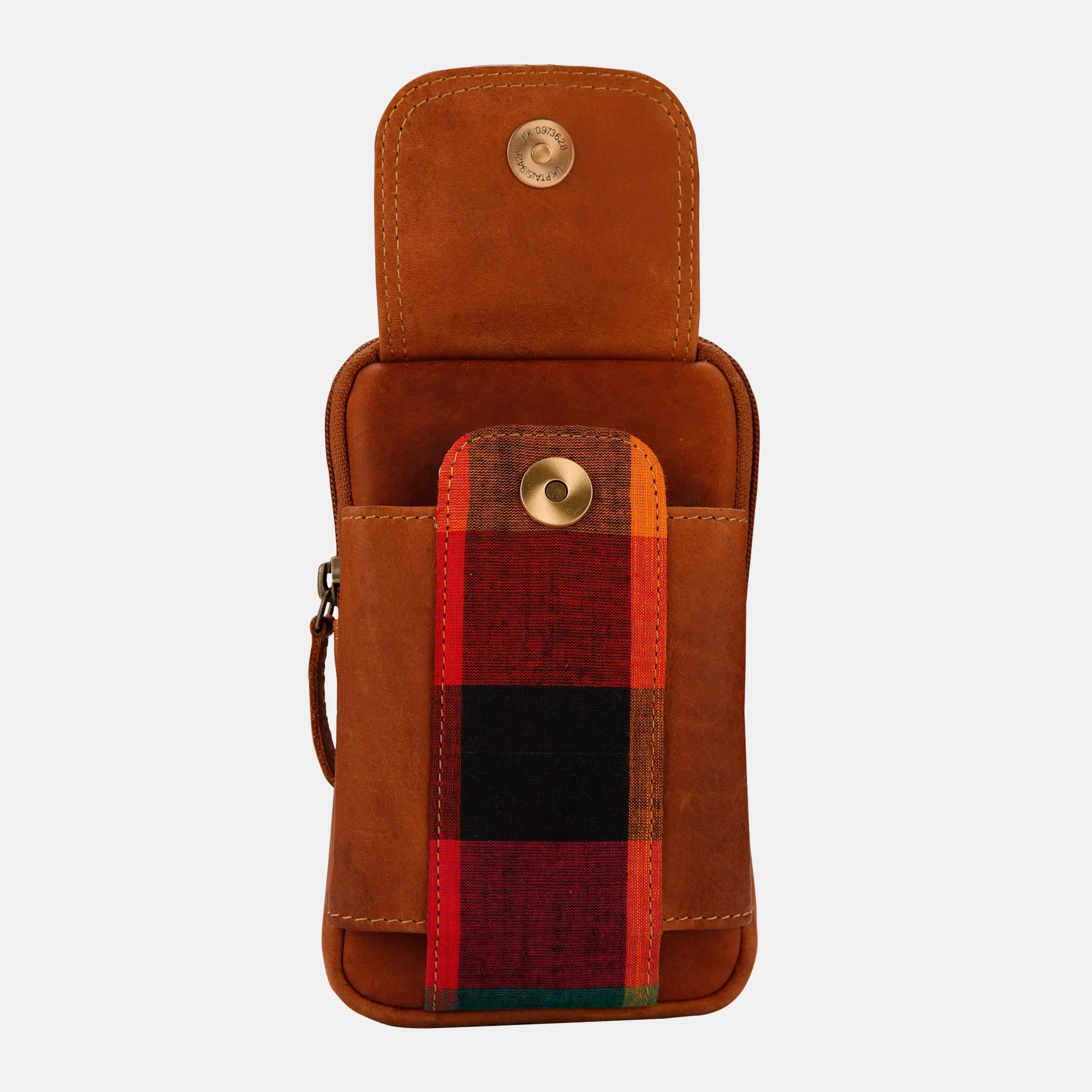 FINELAER Leather Dual Phone Case Printed Cloth Belt Loop Slim Profile Dual Functionality Professionals Travelers