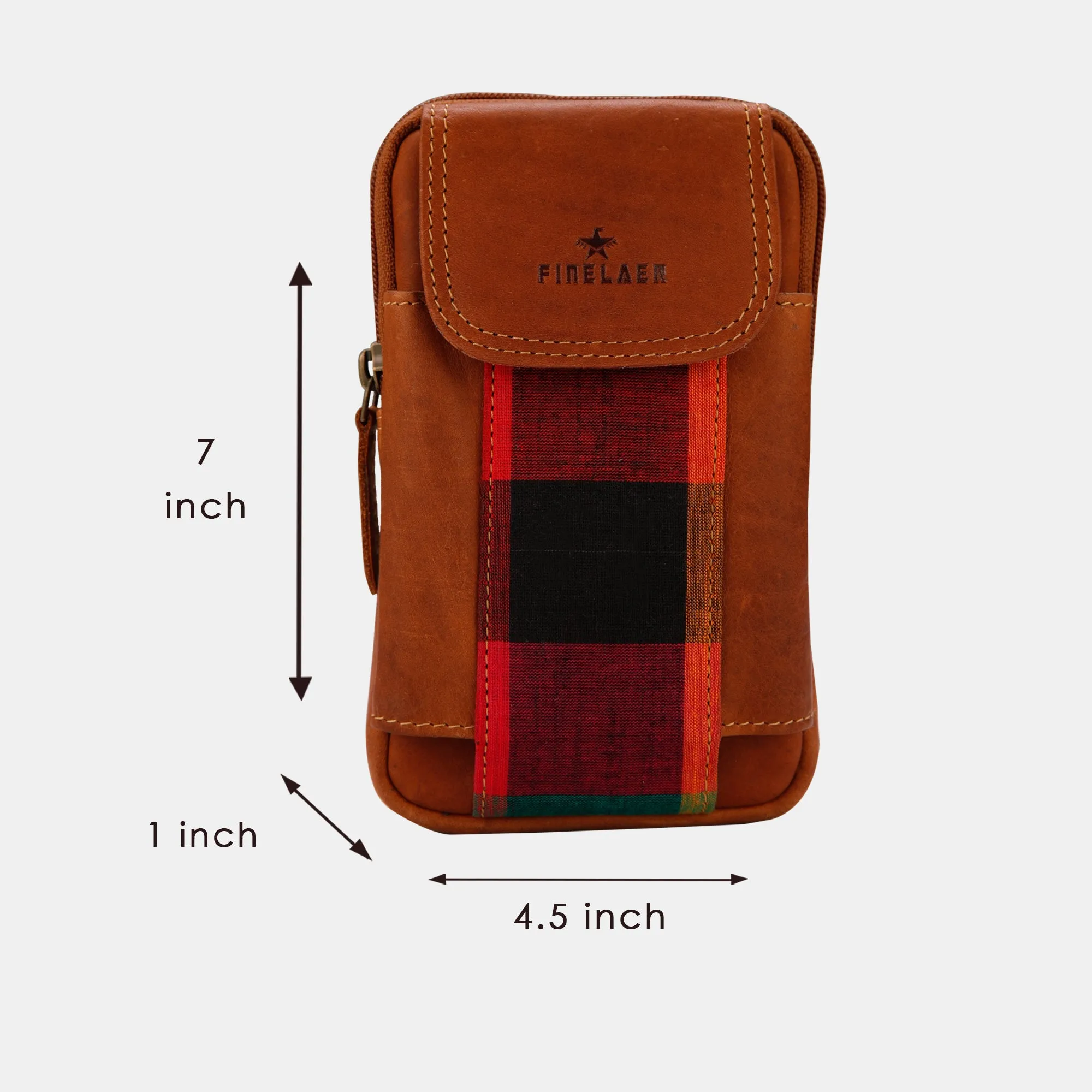 FINELAER Leather Dual Phone Case Printed Cloth Belt Loop Slim Profile Dual Functionality Professionals Travelers