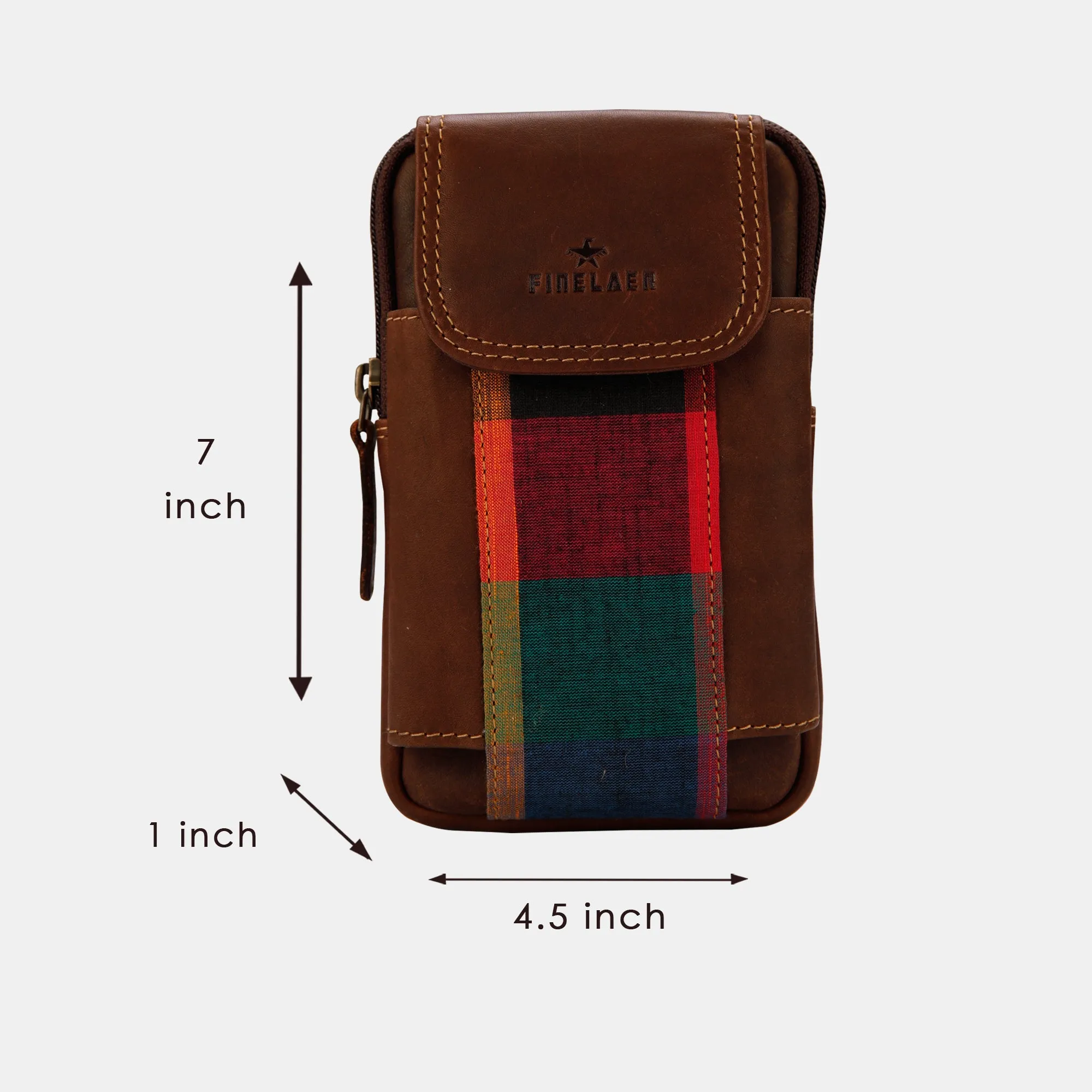 FINELAER Leather Dual Phone Case Printed Cloth Belt Loop Slim Profile Dual Functionality Professionals Travelers