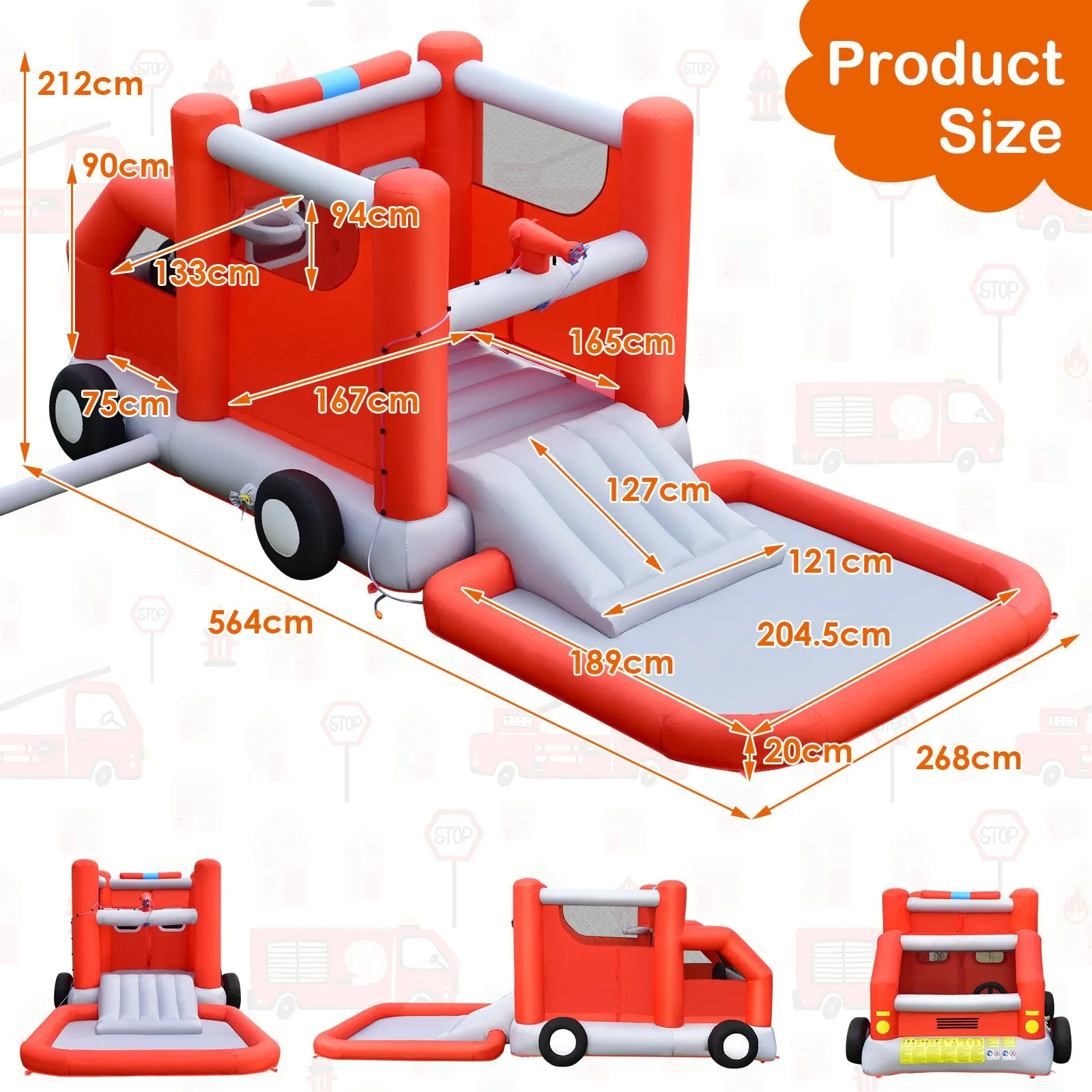 Firefighting-Themed Inflatable Water Park with Slide