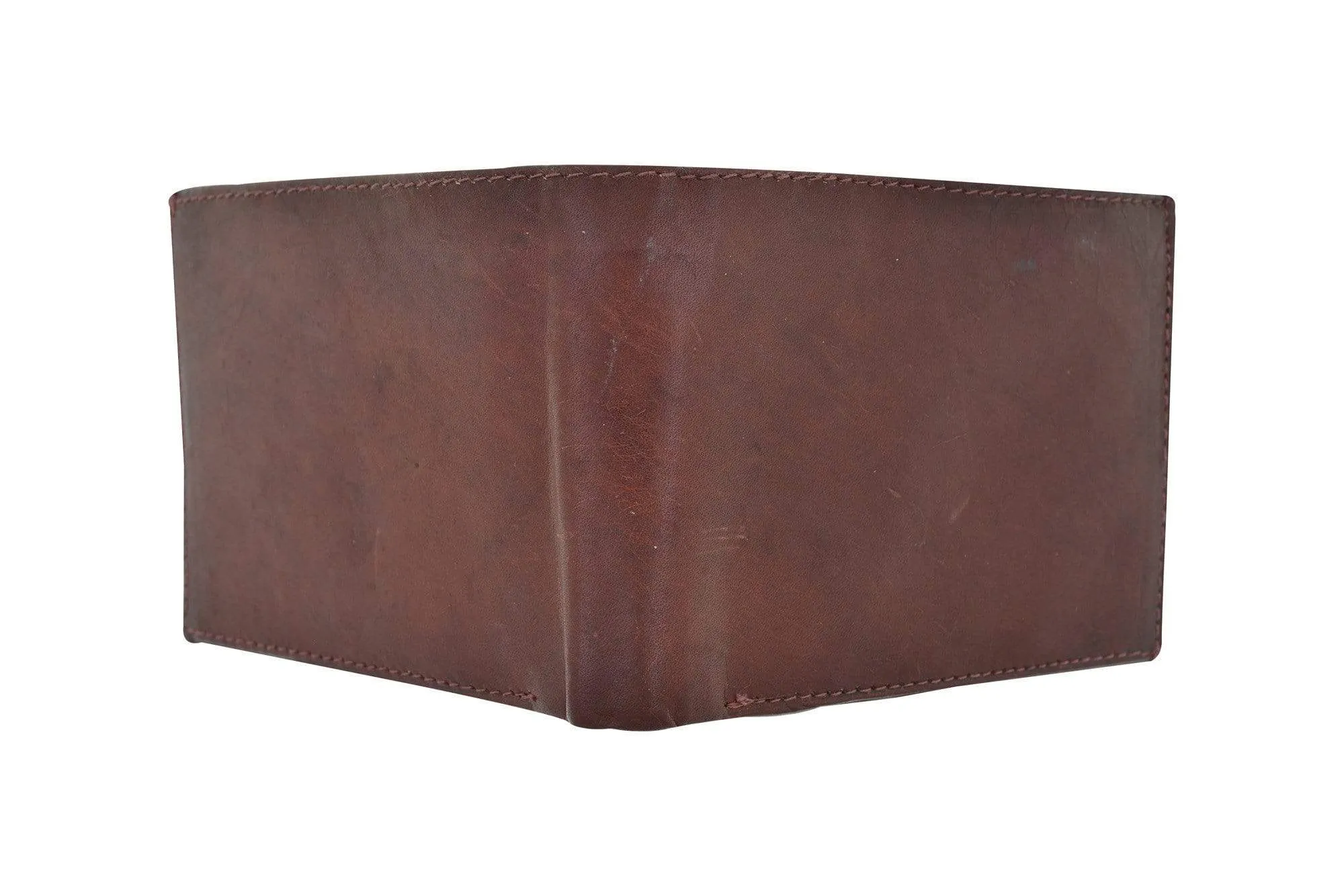 Genuine Leather Bifold 3 ID Windows Card Key Holder Wallet 1792 CF