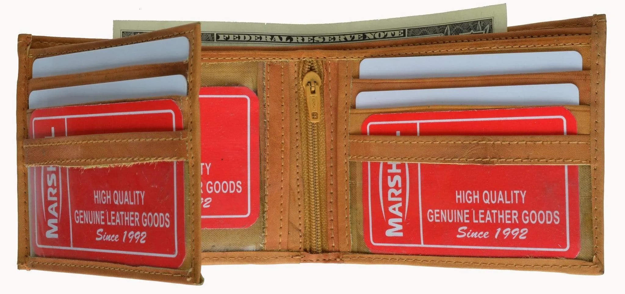 Genuine Leather Bifold 3 ID Windows Card Key Holder Wallet 1792 CF