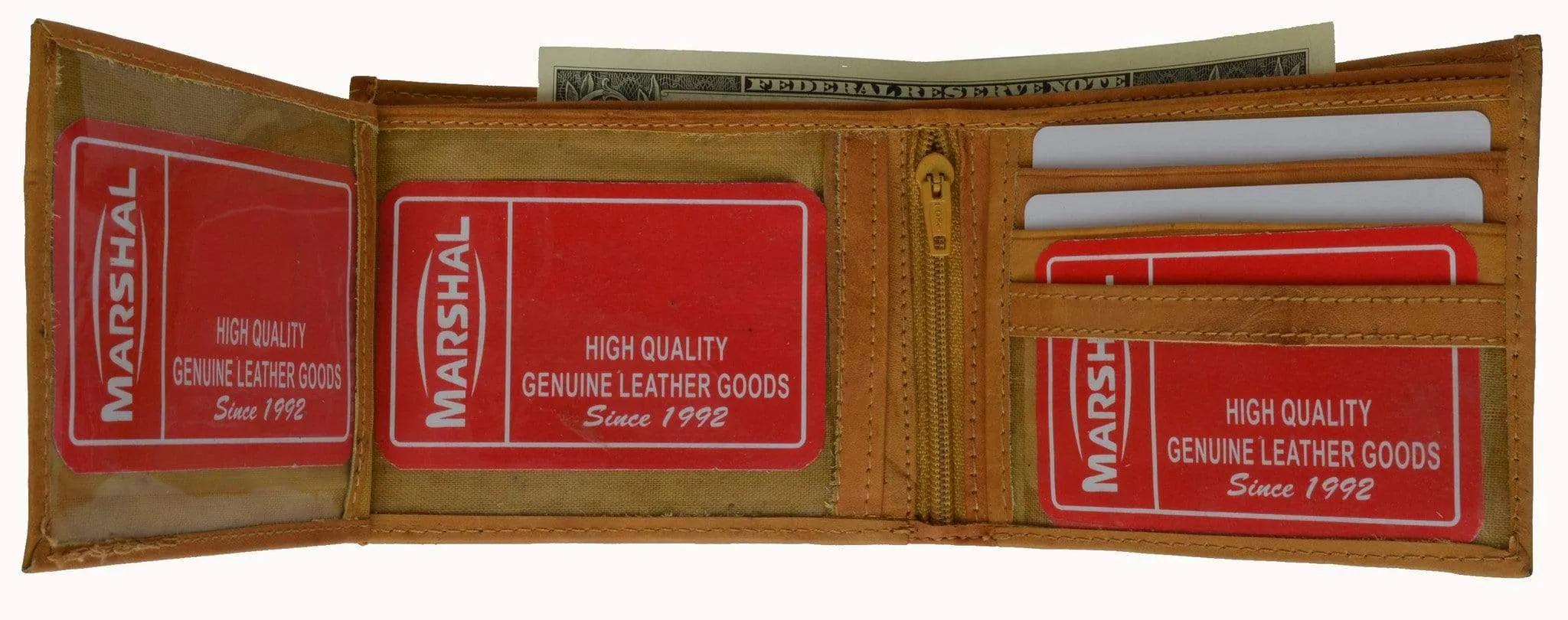 Genuine Leather Bifold 3 ID Windows Card Key Holder Wallet 1792 CF