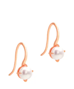 Gift Packaged 'Troyes' 18ct Rose Gold Plated Sterling Silver and Pearl Drop Down Earrings