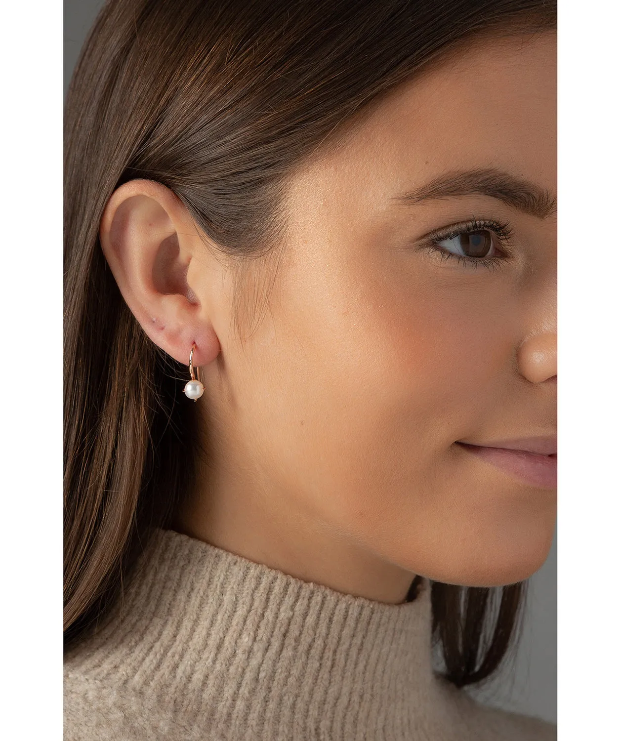 Gift Packaged 'Troyes' 18ct Rose Gold Plated Sterling Silver and Pearl Drop Down Earrings