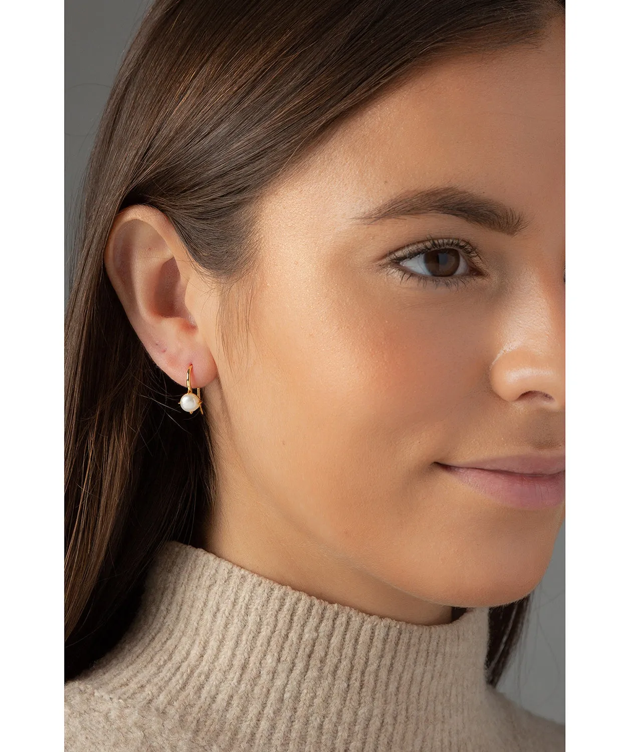 Gift Packaged 'Troyes' 18ct Yellow Gold Plated Sterling Silver and Pearl Drop Down Earrings