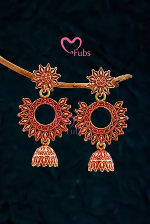 Gorgeous Red Sunflower Jhumkas