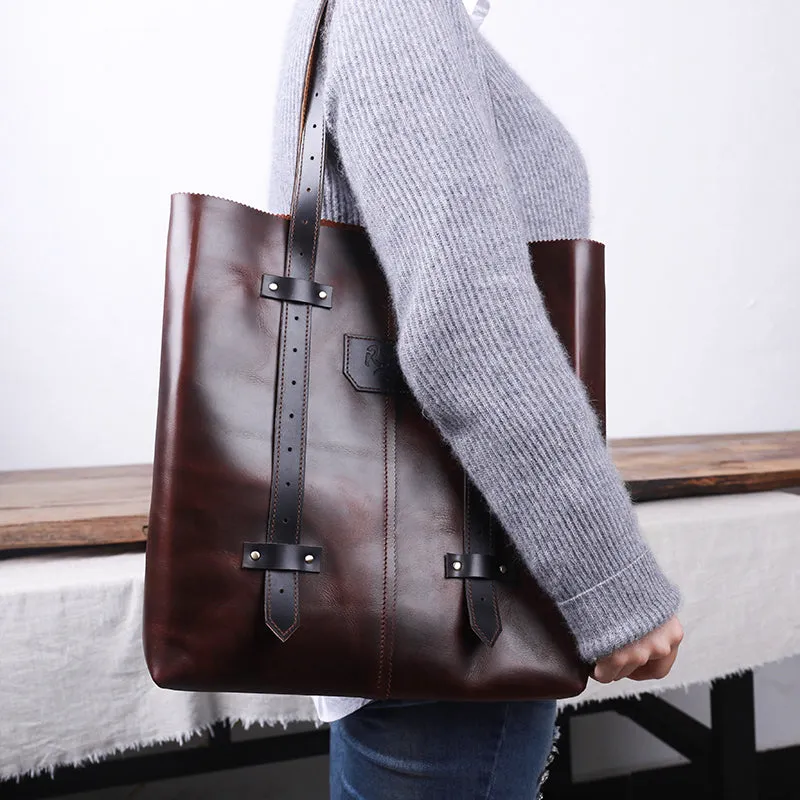 GS OVERSIZED SQUARE LEATHER SHOPPER BAG TOTE BAG
