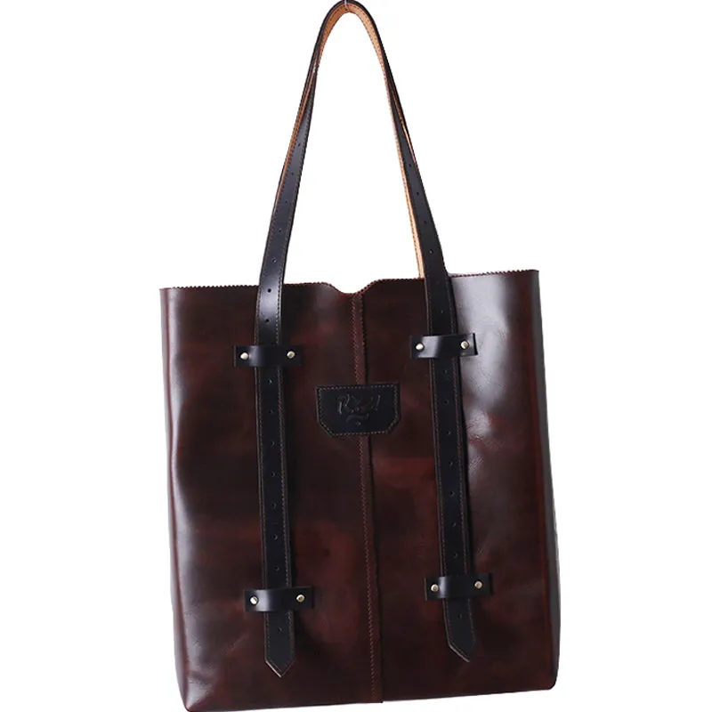 GS OVERSIZED SQUARE LEATHER SHOPPER BAG TOTE BAG