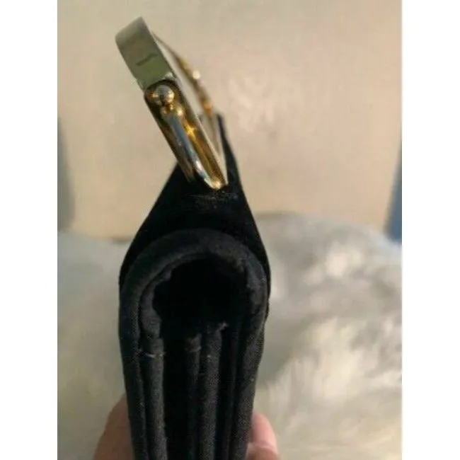Gucci Evening W Two Way Removable Chain Strap Black Leather Velvet Shoulder Bag