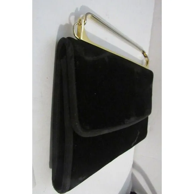 Gucci Evening W Two Way Removable Chain Strap Black Leather Velvet Shoulder Bag